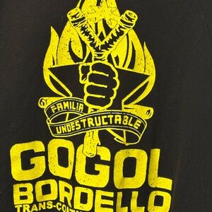 Gogol Bordello Concert Tee Black and Yellow Women's Short Sleeve